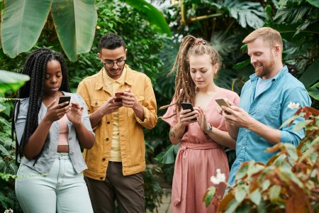 Friends on phones